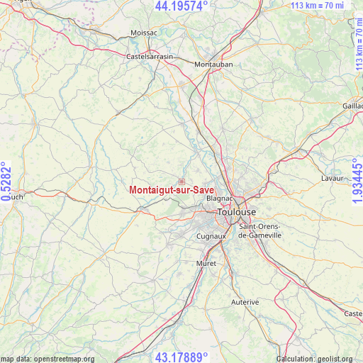 Montaigut-sur-Save on map