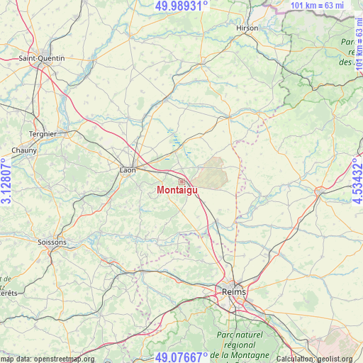 Montaigu on map