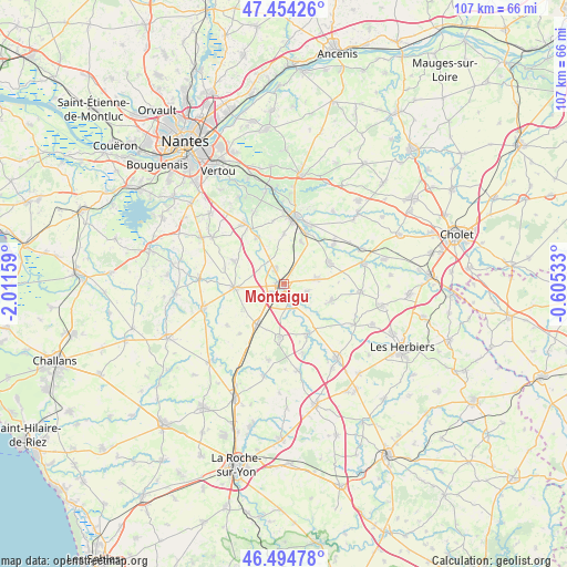 Montaigu on map