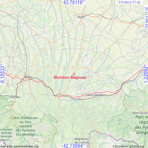 Monléon-Magnoac on map