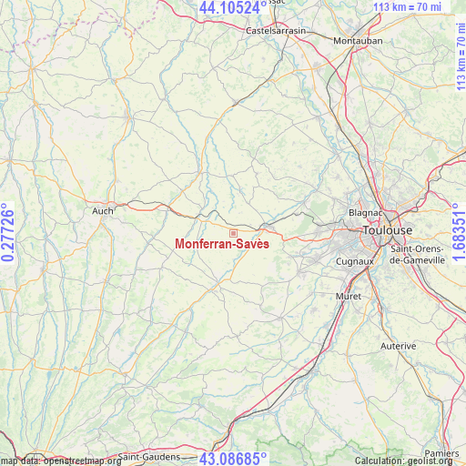 Monferran-Savès on map