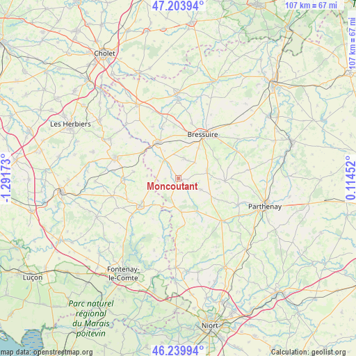 Moncoutant on map