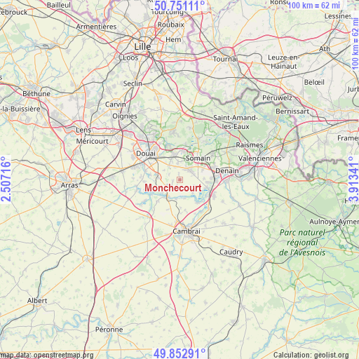 Monchecourt on map