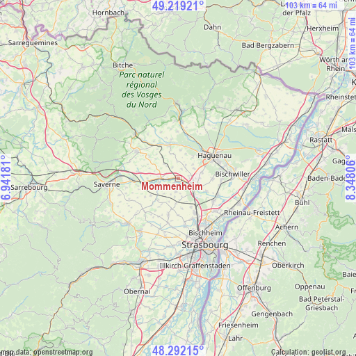 Mommenheim on map