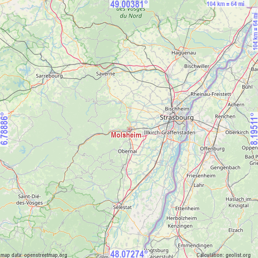 Molsheim on map
