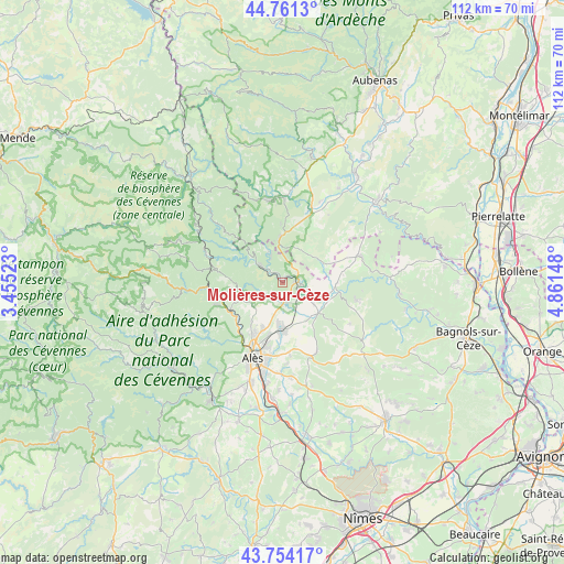 Molières-sur-Cèze on map