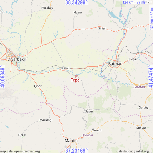 Tepe on map