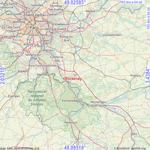 Moisenay on map