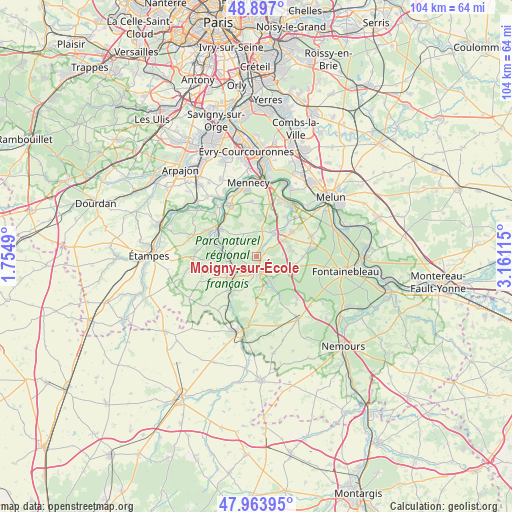 Moigny-sur-École on map