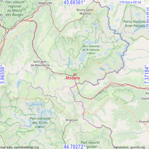 Modane on map