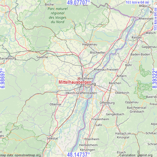 Mittelhausbergen on map