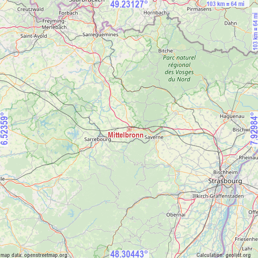 Mittelbronn on map