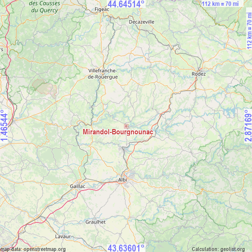 Mirandol-Bourgnounac on map