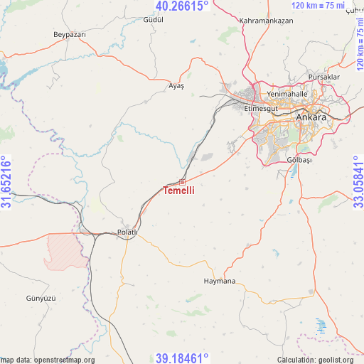 Temelli on map