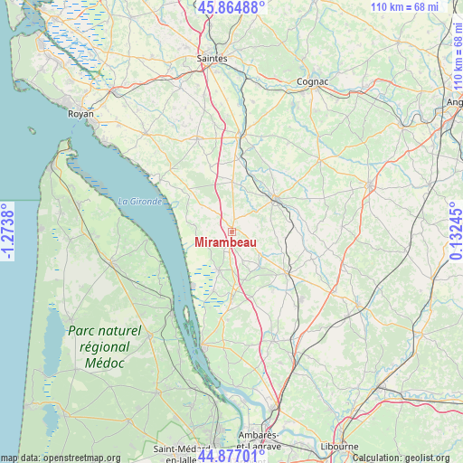 Mirambeau on map