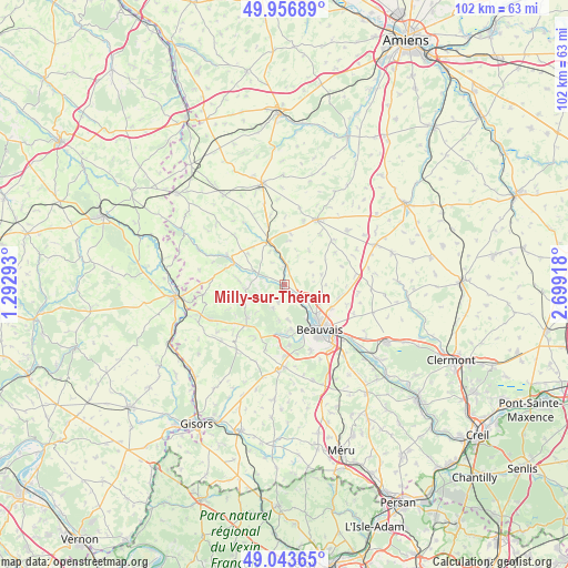 Milly-sur-Thérain on map