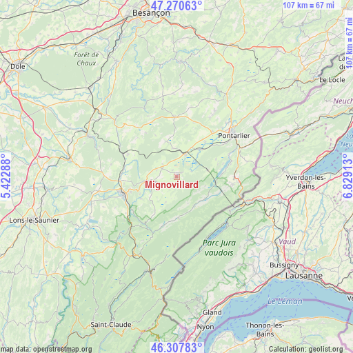 Mignovillard on map