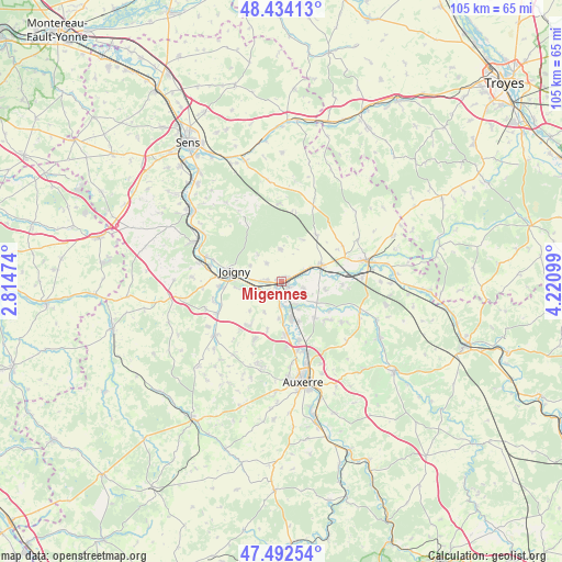 Migennes on map