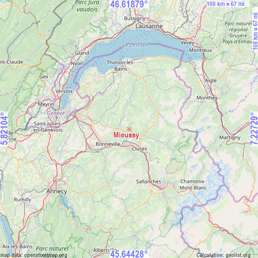 Mieussy on map