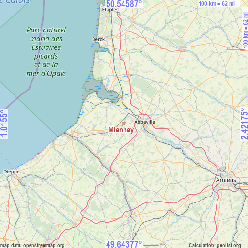 Miannay on map