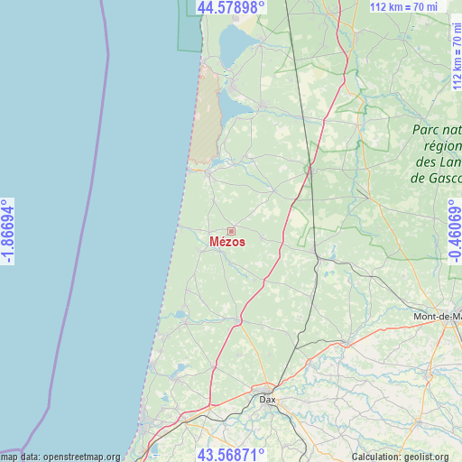 Mézos on map