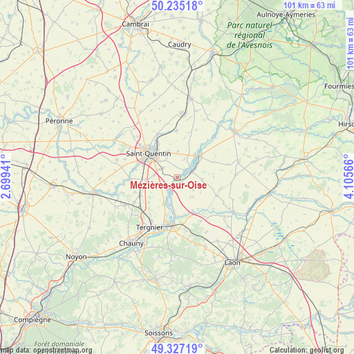 Mézières-sur-Oise on map