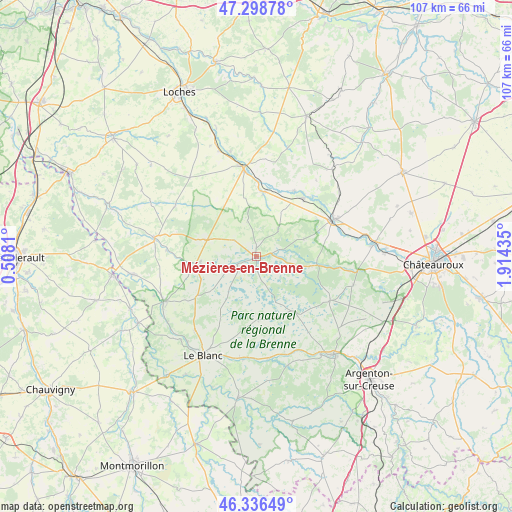 Mézières-en-Brenne on map