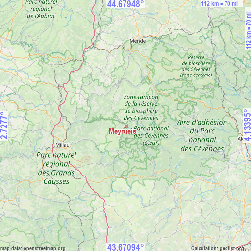 Meyrueis on map