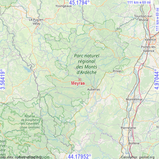 Meyras on map