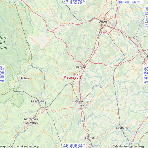 Meursault on map