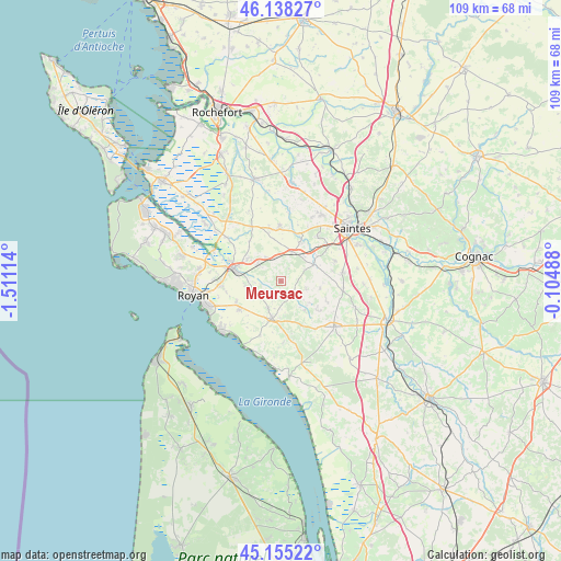 Meursac on map