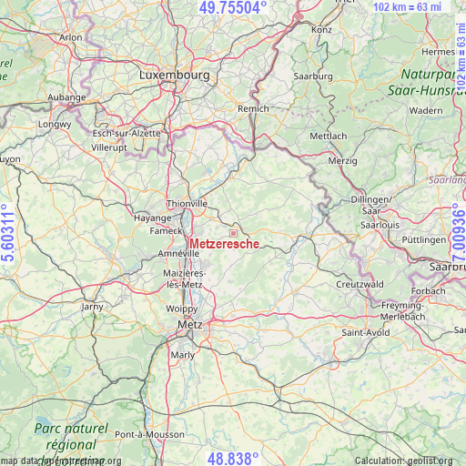 Metzeresche on map