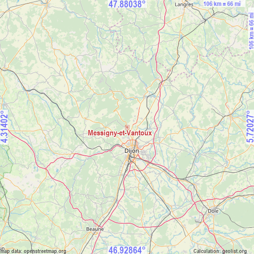 Messigny-et-Vantoux on map