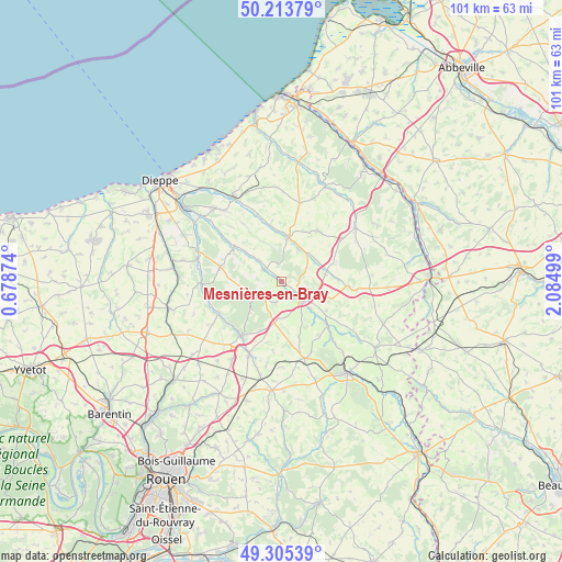 Mesnières-en-Bray on map