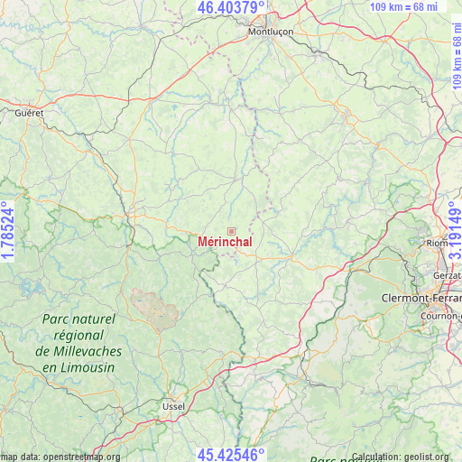 Mérinchal on map