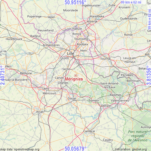 Mérignies on map