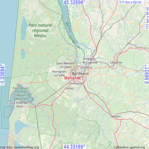 Mérignac on map
