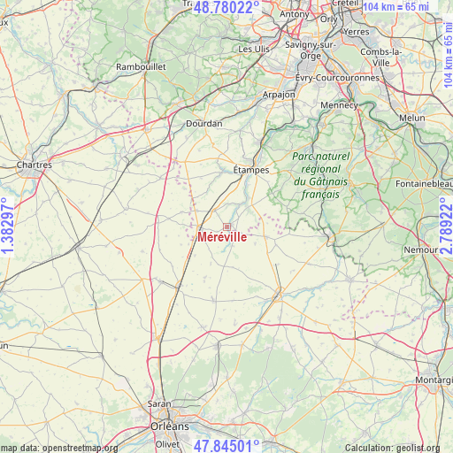 Méréville on map