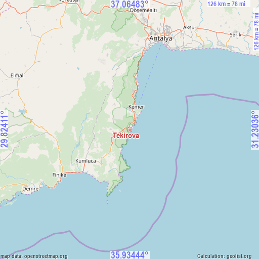 Tekirova on map