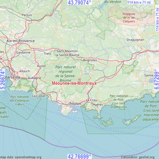 Méounes-lès-Montrieux on map