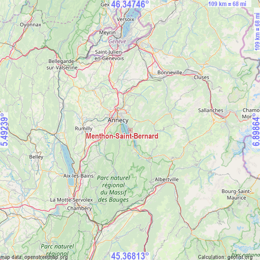 Menthon-Saint-Bernard on map