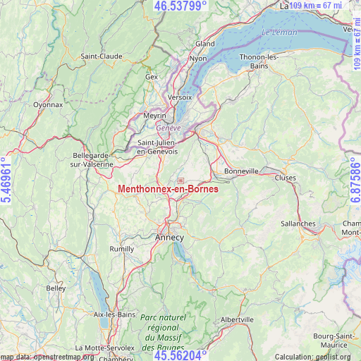 Menthonnex-en-Bornes on map