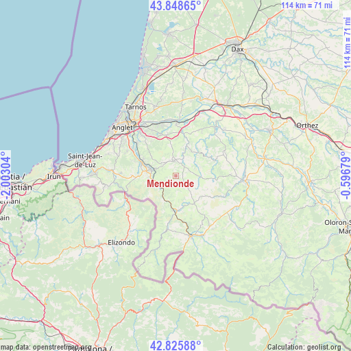 Mendionde on map