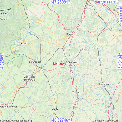 Mellecey on map