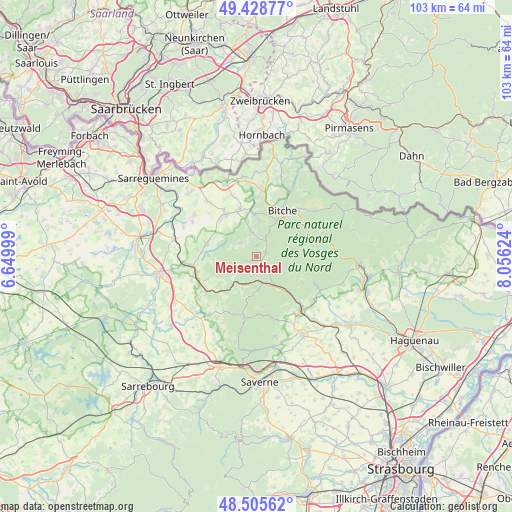 Meisenthal on map