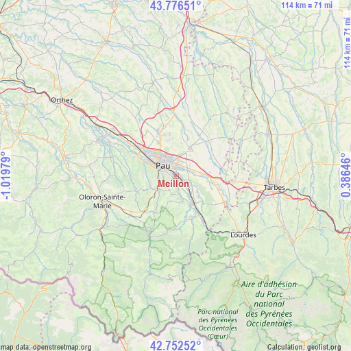 Meillon on map