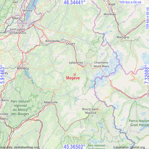 Megève on map