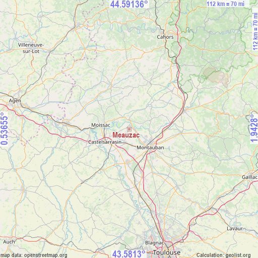 Meauzac on map