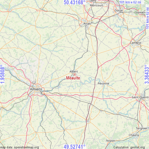 Méaulte on map