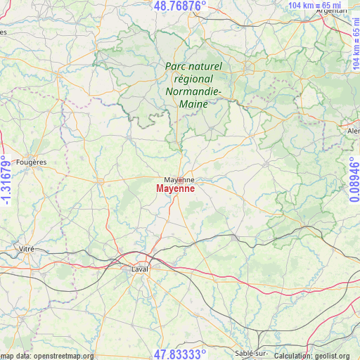 Mayenne on map
